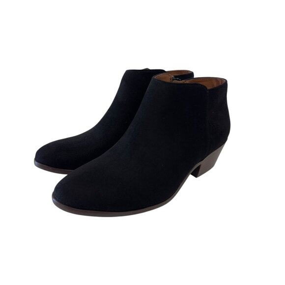 Soda Black Faux Suede Ankle Booties With Low Block Heel & Side Zipper - Picture 11 of 14